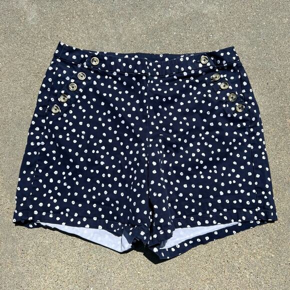 Lane Bryant navy blue polka dot sailor shorts side button Size 16 - Picture 2 of 6